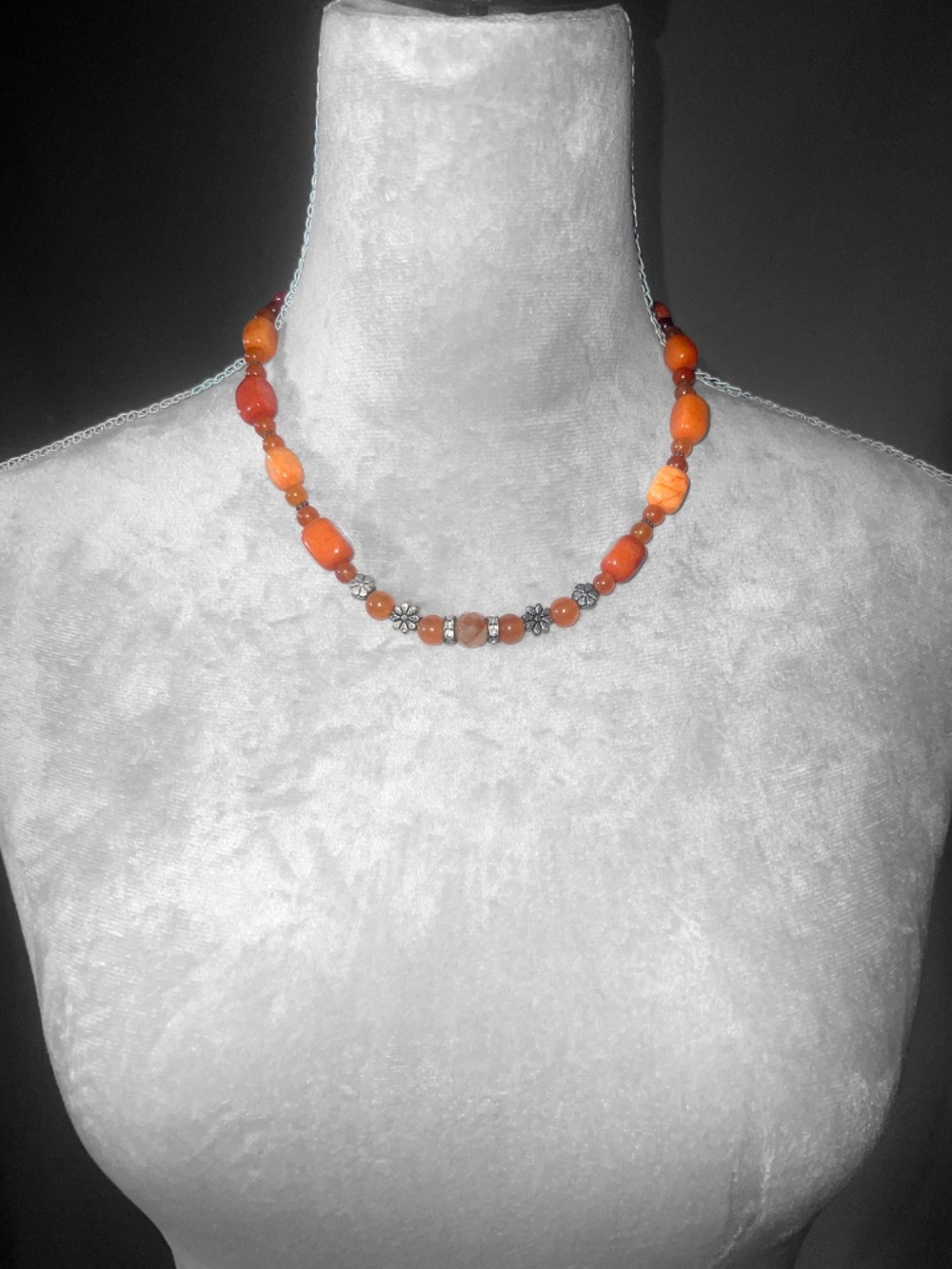 Orange Quartz and Carnelian Necklace